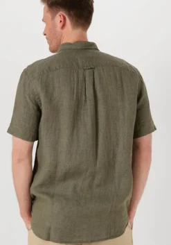 groene tommy hilfiger casual overhemd pigment dyed linen rf shirt s/s