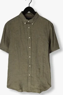groene tommy hilfiger casual overhemd pigment dyed linen rf shirt s/s