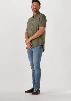 groene tommy hilfiger casual overhemd pigment dyed linen rf shirt s/s