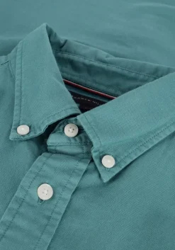 groene tommy hilfiger casual overhemd pigment garment dye rf shirt