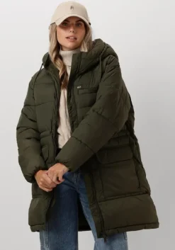 groene tommy jeans gewatteerde jas tjw midi vail puffer