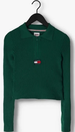 groene tommy jeans trui sweaters half zipp