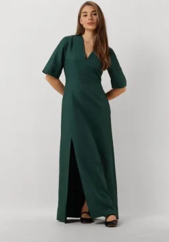 groene vanilia maxi jurk linnen open back dress