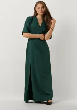 groene vanilia maxi jurk linnen open back dress