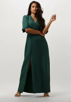 groene vanilia maxi jurk linnen open back dress