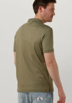 khaki calvin klein polo smooth cotton slim polo