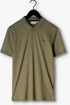 khaki calvin klein polo smooth cotton slim polo