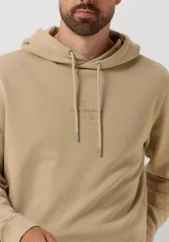 khaki calvin klein sweater washed monologo hoodie