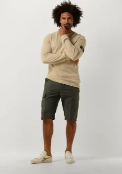 khaki calvin klein sweater badge waffles ls tee