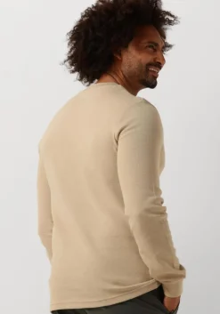 khaki calvin klein sweater badge waffles ls tee