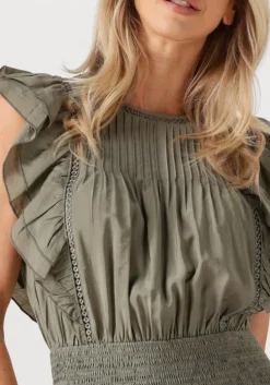 khaki co'couture mini jurk callumcc frill pintuck dress