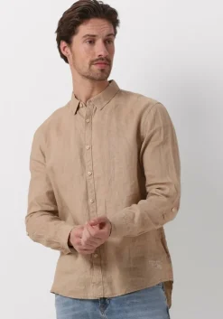 khaki scotch & soda casual overhemd linen shirt with roll-up