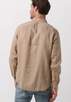 khaki scotch & soda casual overhemd linen shirt with roll-up