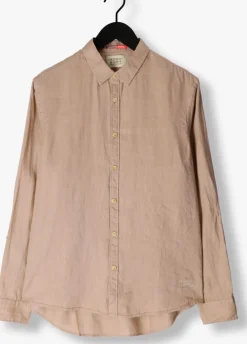 khaki scotch & soda casual overhemd linen shirt with roll-up
