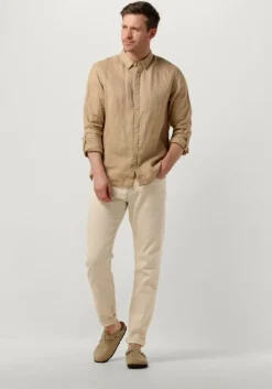 khaki scotch & soda casual overhemd linen shirt with roll-up