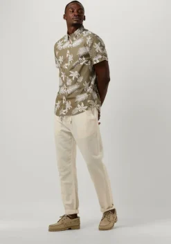 khaki scotch & soda casual overhemd printed + washed short sleeve poplin shirt