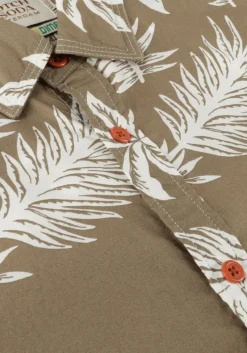 khaki scotch & soda casual overhemd printed + washed short sleeve poplin shirt