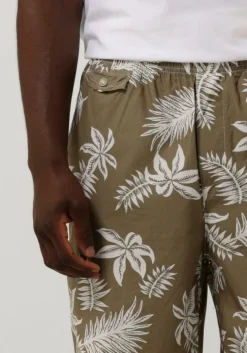 khaki scotch & soda korte broek seasonal relaxed straight - printed poplin bermuda