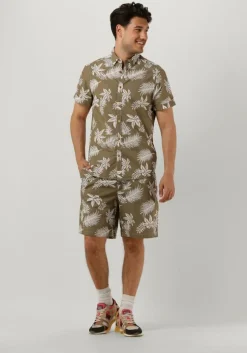 khaki scotch & soda korte broek seasonal relaxed straight - printed poplin bermuda