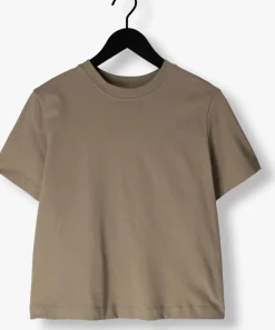 khaki selected femme t-shirt slfessential ss boxy tee