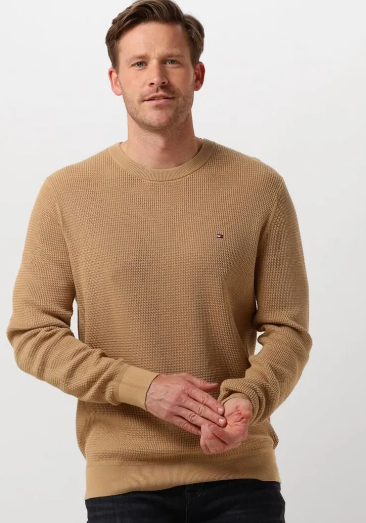 khaki tommy hilfiger trui refined structure cr