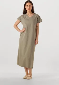 khaki withblack midi jurk wblcarma long v-neck dress