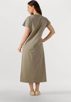 khaki withblack midi jurk wblcarma long v-neck dress