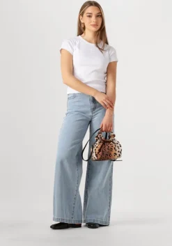 lichtblauwe abrand jeans straight leg jeans super wide loretta