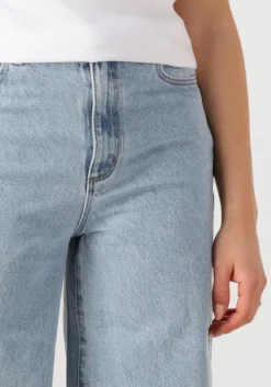 lichtblauwe abrand jeans straight leg jeans super wide loretta
