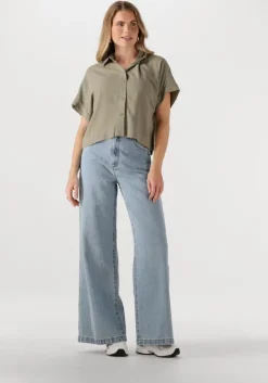 lichtblauwe abrand jeans straight leg jeans super wide loretta