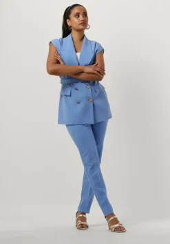 lichtblauwe access pantalon high-waist pants with seam detail