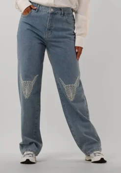 lichtblauwe alix the label wide jeans ladies woven denim bull pants