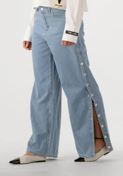 lichtblauwe alix the label straight leg jeans ladies woven chambray denim pants