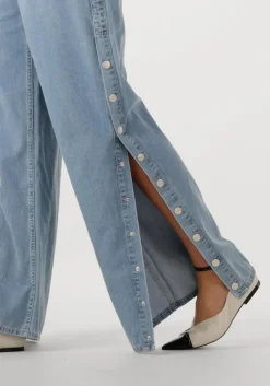 lichtblauwe alix the label straight leg jeans ladies woven chambray denim pants