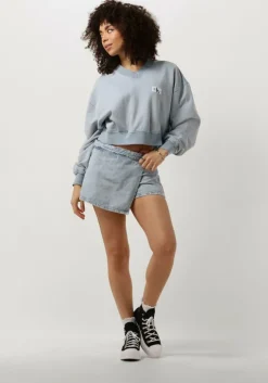 lichtblauwe calvin klein trui woven label washed v-neck