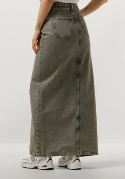 lichtblauwe calvin klein maxirok front split maxi denim skirt
