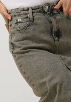 lichtblauwe calvin klein maxirok front split maxi denim skirt