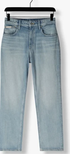 lichtblauwe calvin klein wide jeans high rise straight lt cape