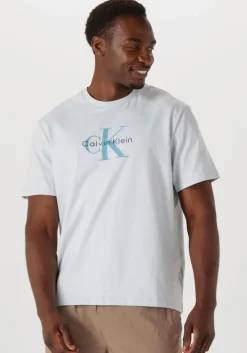 lichtblauwe calvin klein t-shirt ss hero monologo tee 20s