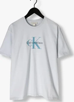 lichtblauwe calvin klein t-shirt ss hero monologo tee 20s