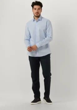 lichtblauwe calvin klein klassiek overhemd poplin stretch slim shirt