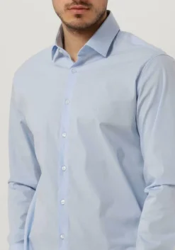 lichtblauwe calvin klein klassiek overhemd poplin stretch slim shirt