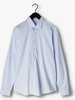 lichtblauwe calvin klein klassiek overhemd poplin stretch slim shirt