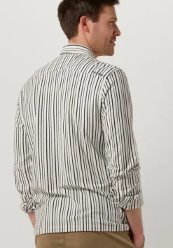 lichtblauwe cast iron casual overhemd long sleeve shirt jersey stripe with structure