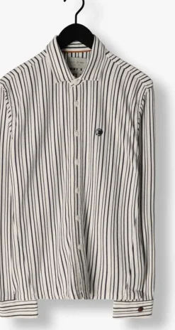 lichtblauwe cast iron casual overhemd long sleeve shirt jersey stripe with structure