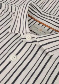 lichtblauwe cast iron casual overhemd long sleeve shirt jersey stripe with structure