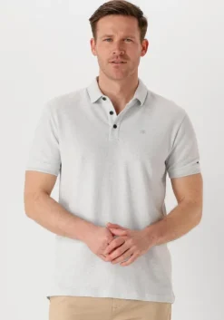 lichtblauwe cast iron polo short sleeve polo popcorn jersey melange