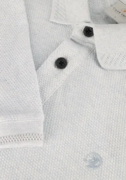 lichtblauwe cast iron polo short sleeve polo popcorn jersey melange