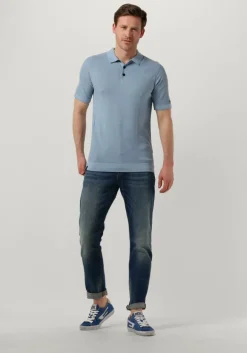 lichtblauwe cast iron polo short sleeve polo cotton modal