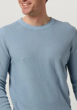 lichtblauwe cast iron trui crewneck cotton modal